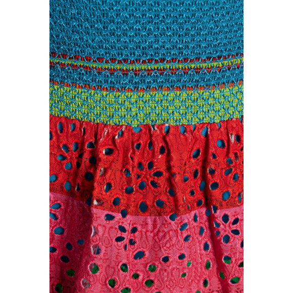 NEW Alice + Olivia Bethie Tiered Broderie Anglaise Cotton Mini Skirt Multi Sze 8 - Picture 8 of 10